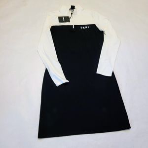 DKNY Quarter Zip Dress Two-Tone Black And White New With Tags SZ XS